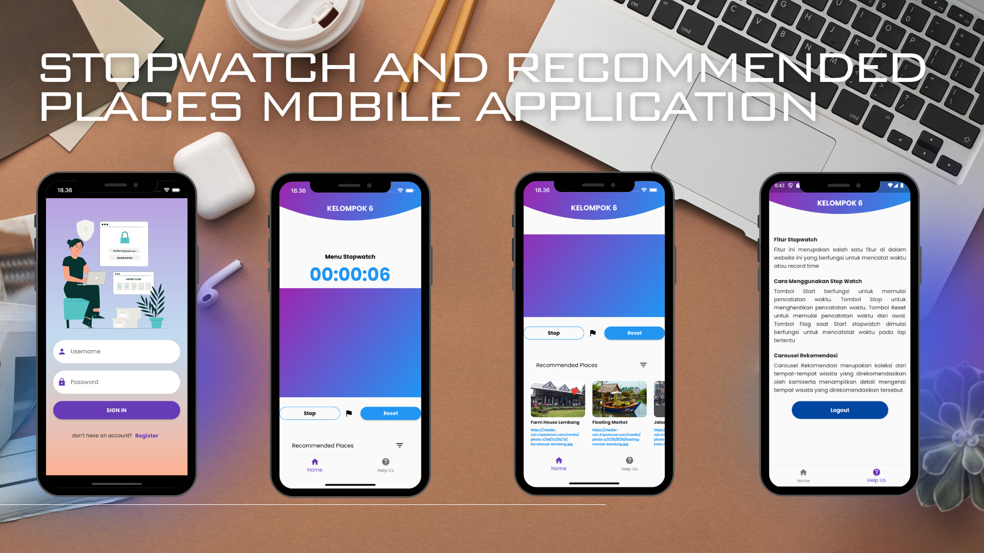 Stopwatch + Recommended Places App
